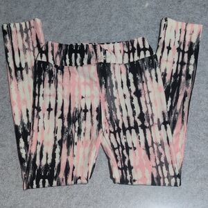 LuLaRoe Kids Leggings in Pink and Black Tie-Dye